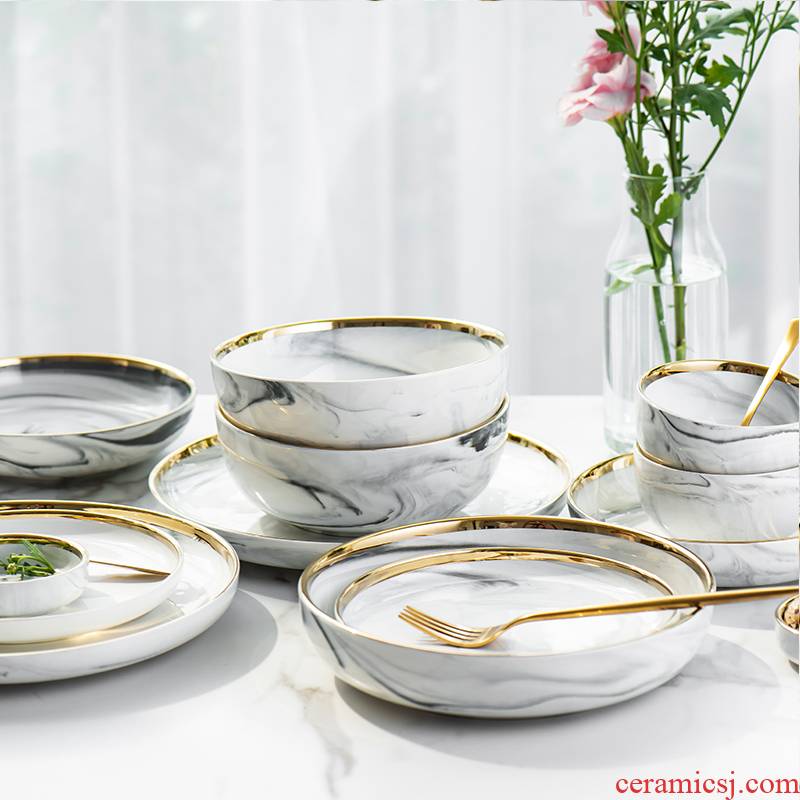 Ins European marble up phnom penh series ceramic tableware 0 rainbow such as bowl soup bowl dish dish the household rice bowls