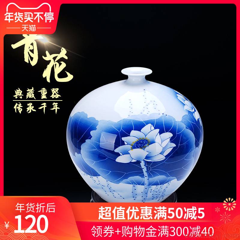 The 177 pomegranates on the jingdezhen ceramics famous Wu Wenhan hand - made of blue and white porcelain vase jade pool classical collection certificate