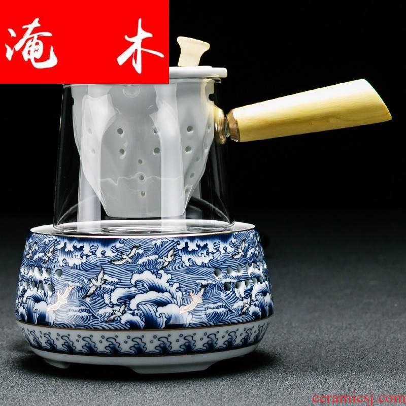 Flooded wood thickening heat - resistant glass teapot all electrical TaoLu side to boil tea pu - erh tea teapot with filtering flower pot