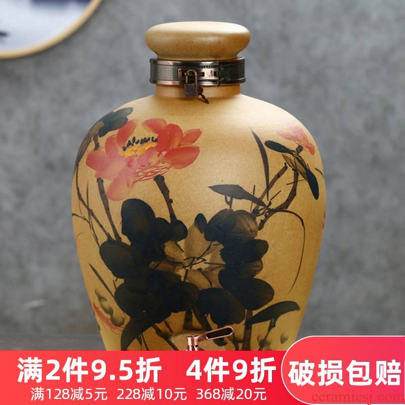 Jingdezhen ceramic jar hand - made mercifully jars brew cylinder grinding glaze 10 jins 20 jins 50 kg bottle wine pot