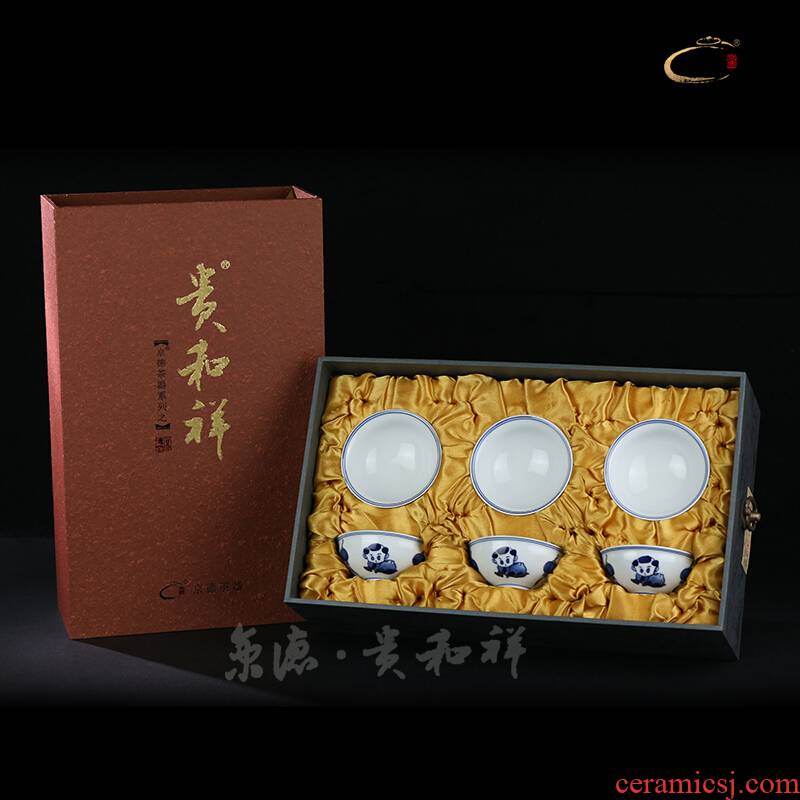 And auspicious hand - made pure manual high temperature ceramic porcelain fu tong gifts sets a complete set of 6 cups of tea set group