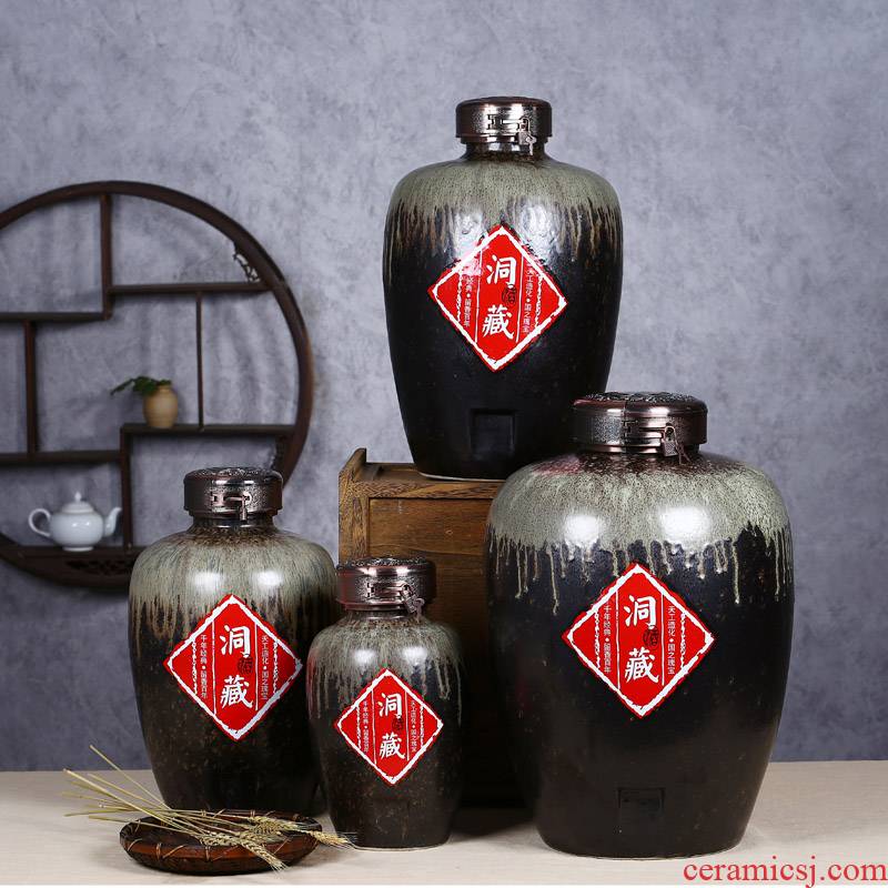 Jingdezhen ceramic jar jar of wine bottle wine brewing cylinder up 8 jin 20 jins 50 kg 30 jin wine