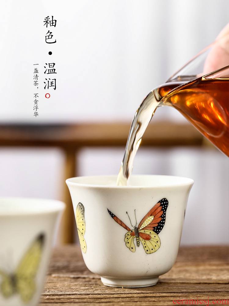 Plant ash glaze masters cup cup jingdezhen hand - made sample tea cup single kung fu tea cup pure checking ceramic tea set