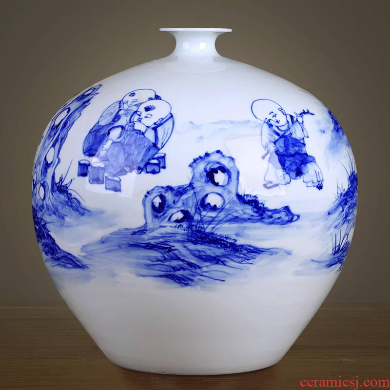 Jingdezhen ceramics furnishing articles new Chinese blue and white porcelain vase flower arranging home sitting room wedding decoration