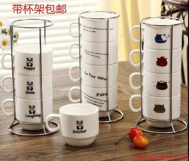 Suit household with cover teaspoons of three of four cups creative parent - child ultimately responds a cup of ceramic family pack
