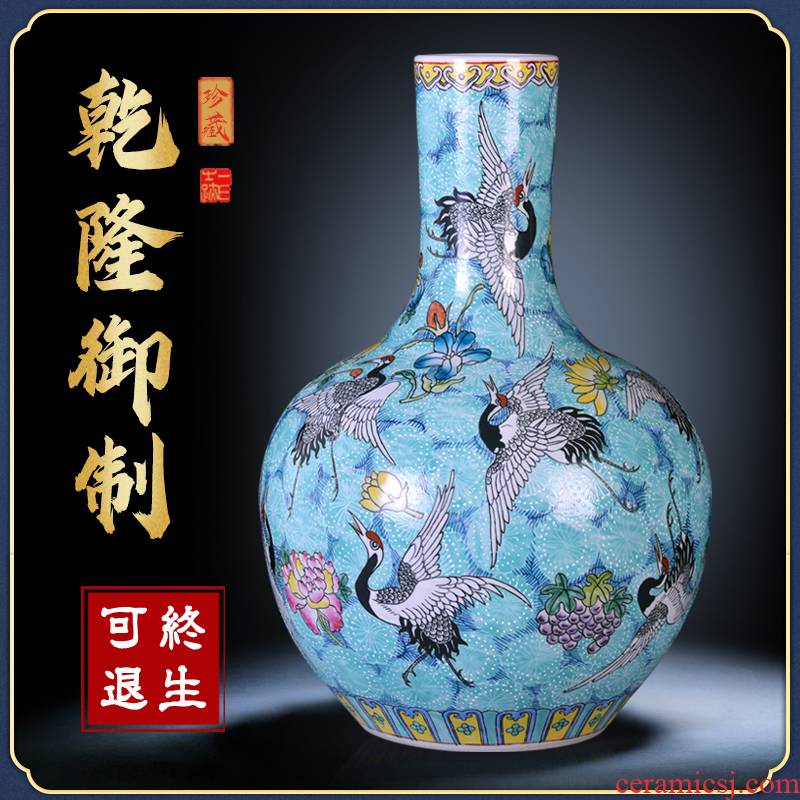 Jingdezhen ceramics by hand the pastel sky vases, flower arranging large new Chinese style sitting room adornment desktop furnishing articles
