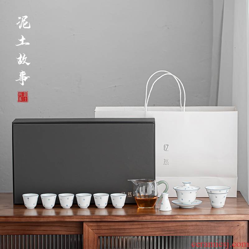 Jingdezhen tea suit pure manual hand - made ceramic cups domestic modern Japanese tea is a complete set of the teapot