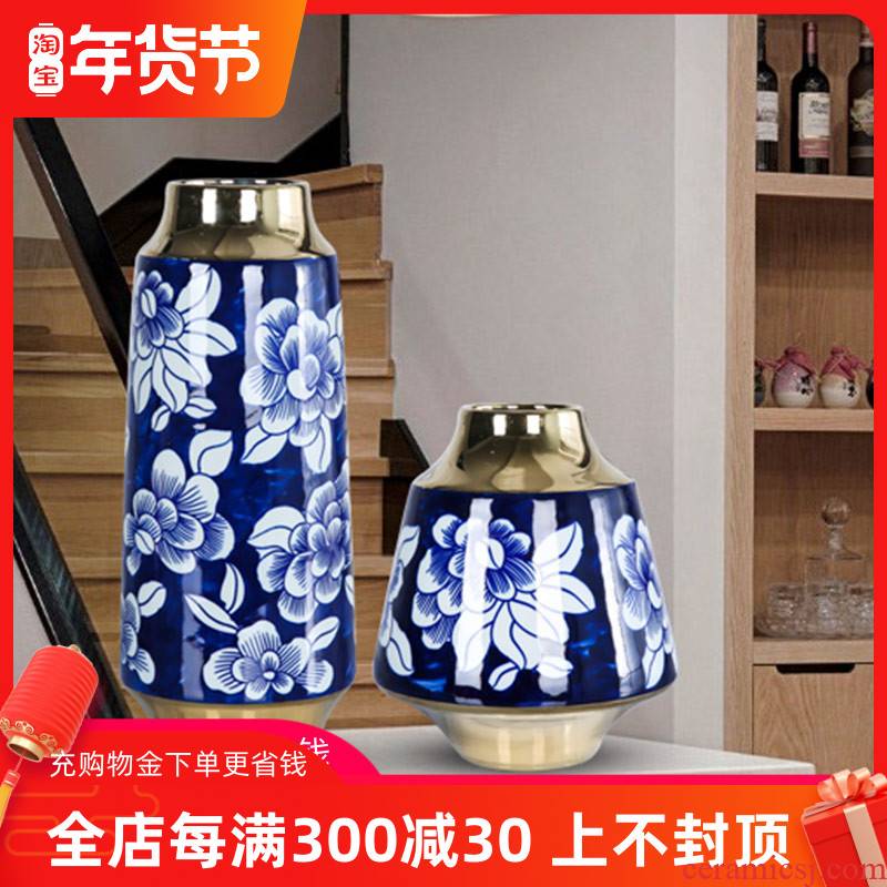 Mesa of jingdezhen ceramic vase is light key-2 luxury furnishing articles furnishing articles table sitting room adornment dry flower arrangement of blue and white peony
