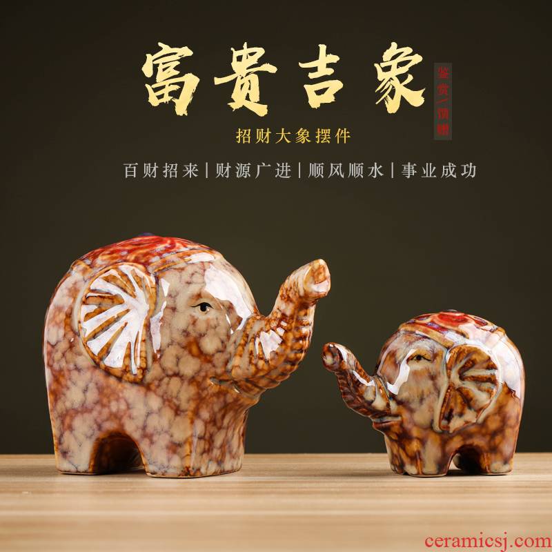 Lucky like feng shui town house and ceramic elephant a place to live in wine cabinet TV ark, porch handicraft ornament