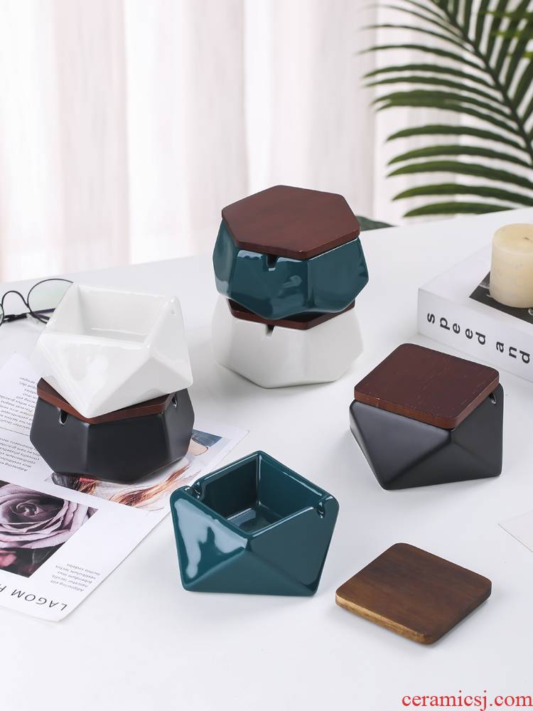 The Nordic ceramic ashtray ashtray move fashion creative home office solid geometry ashtray