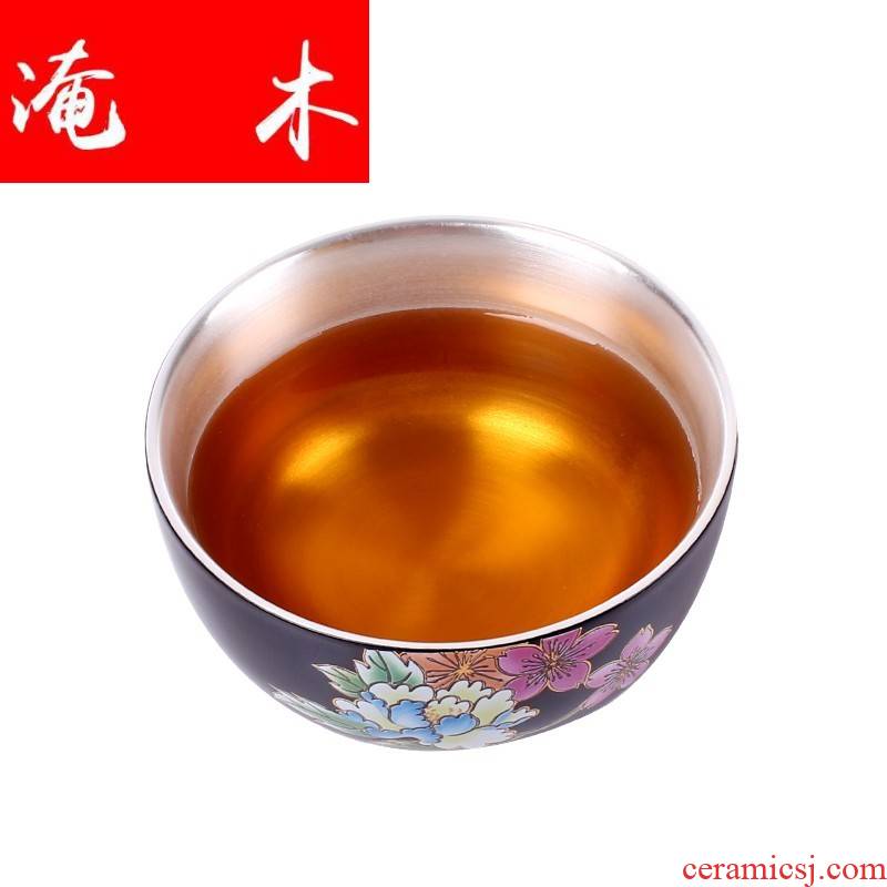 Submerged wood creative ceramic sample tea cup silver cup silver 999 authentic kung fu master CPU use manual coppering. As silver