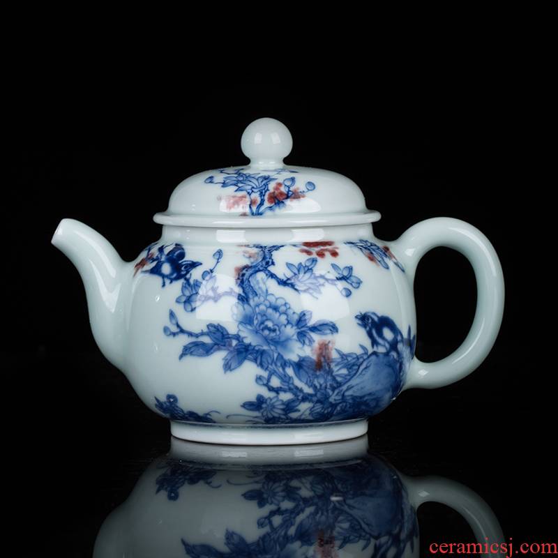 Teapot clock home up jingdezhen blue and white maintain Teapot manual youligong painting of flowers and tea pot ceramic pot