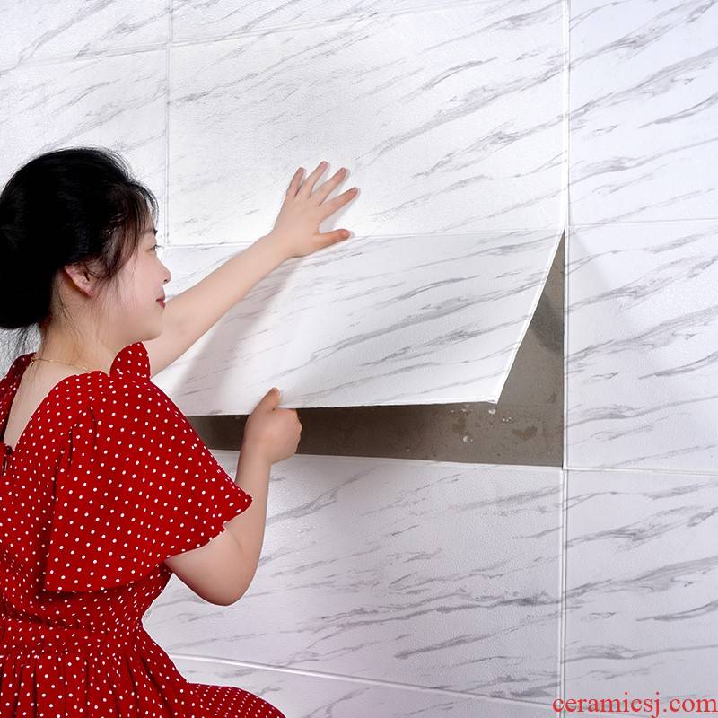 Wall paper adhesive 3 d Wall adornment bedroom walls terms waterproof imitation ceramic tile marble bathroom stickers