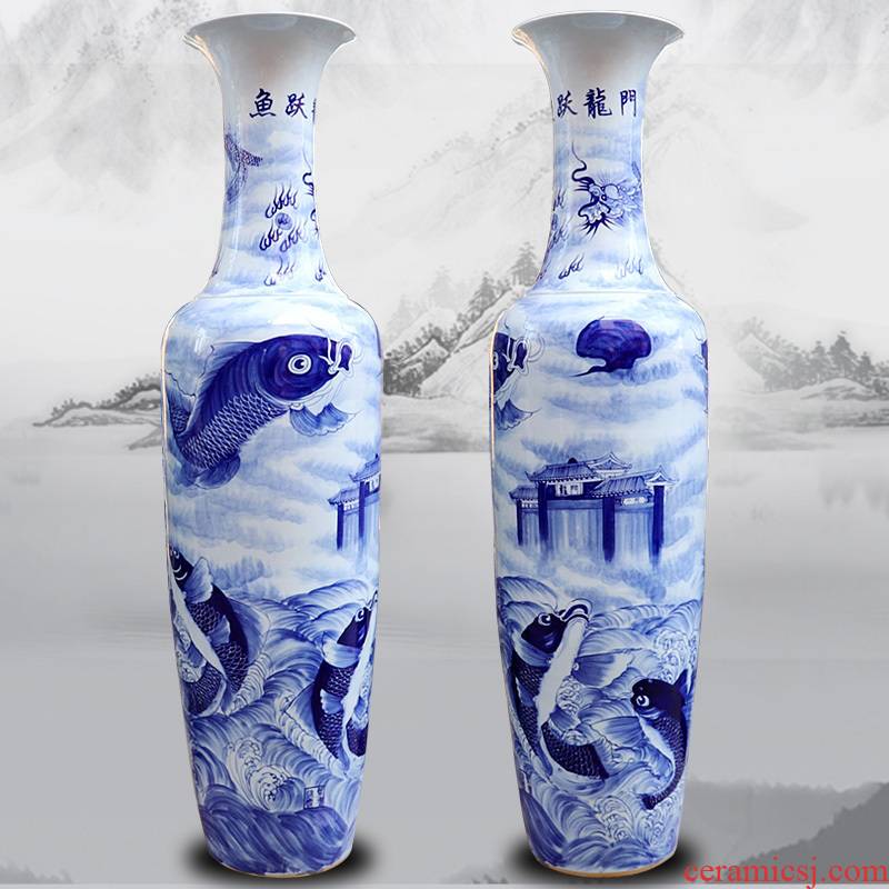 Jingdezhen ceramic hand - made the leap to the French blue and white porcelain vase living room opening gifts furnishing articles