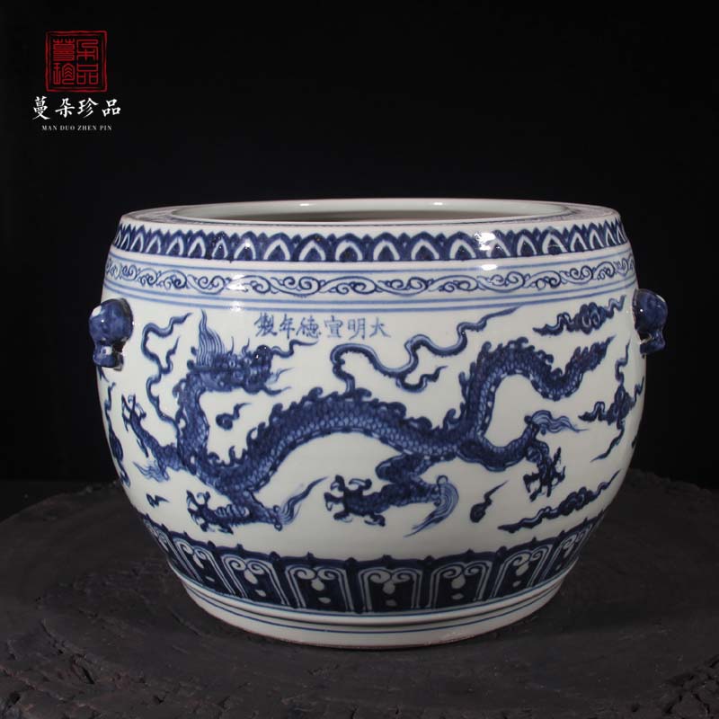 Jingdezhen hand - made imitation Ming xuande is pure blue and white porcelain cornucopia branch lotus flower grain cornucopia