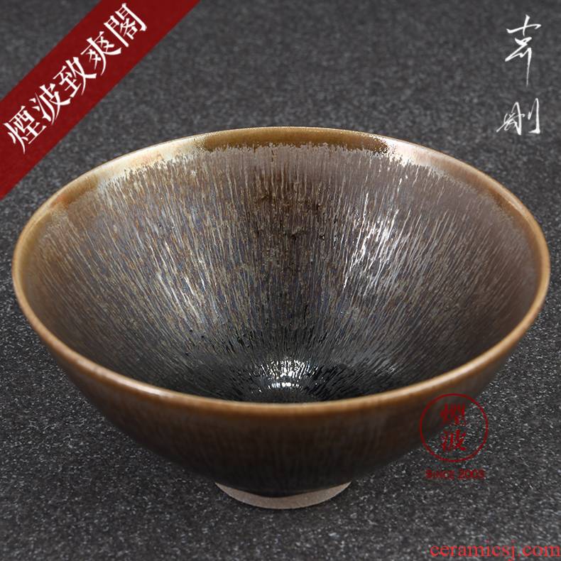 Those Japanese pottery master expedition just built grain mesh temmoku light tea master cup single cup tea cups