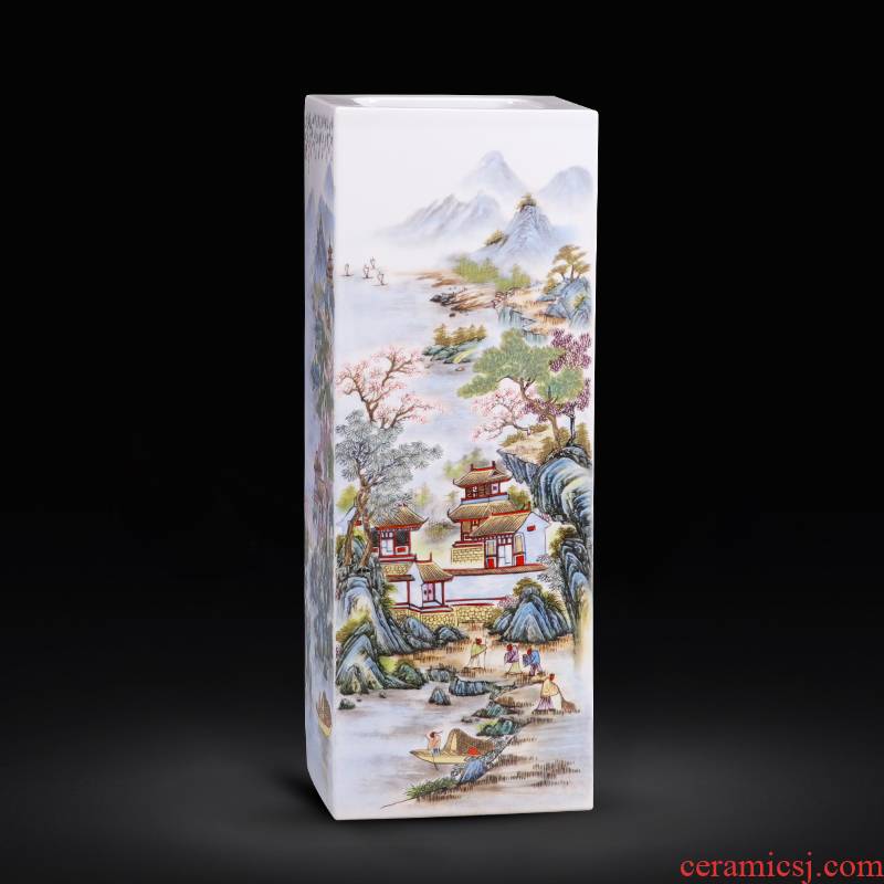Jingdezhen porcelain ceramic square big vases, flower arranging is placed the new Chinese style household living room TV cabinet decoration