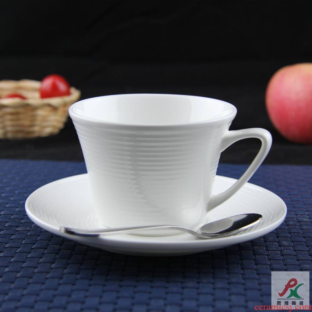 Qiao mu tangshan ipads porcelain white European coffee cups and saucers suit thread red cups cappuccino cups in the afternoon