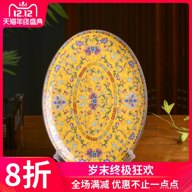 Jingdezhen colored enamel large fish dish of Chinese style household 0 profiled the steamed fish ipads China the ellipse archaize cutlery tray