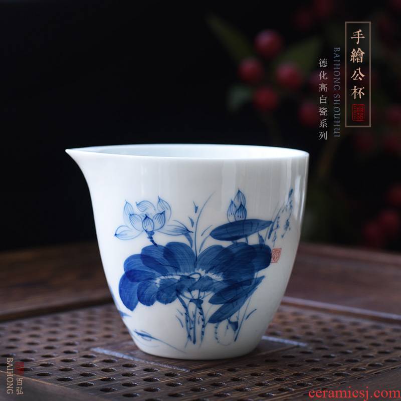 Hundred hong hand - made ceramic tea set fair keller blue and white porcelain lotus tea accessories dehua white porcelain device and a cup of tea