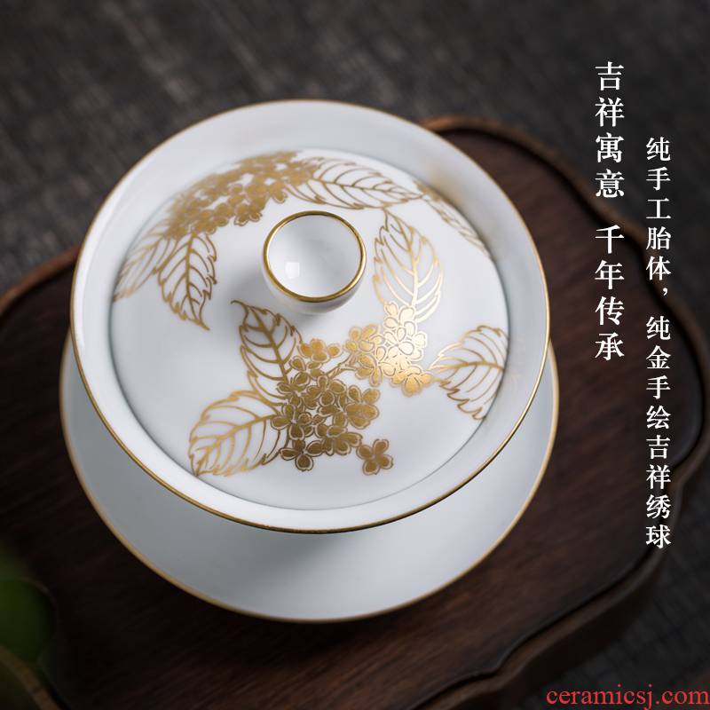 Pure manual paint only three tureen ceramic fair keller of tea cups sea use inferior smooth white porcelain making tea with tea bowl