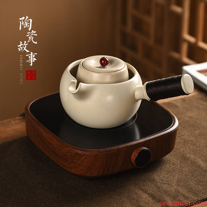Electric ceramic story TaoLu cooking pot set the home side of single pot boil soda glaze Japanese tea ware ceramic teapot