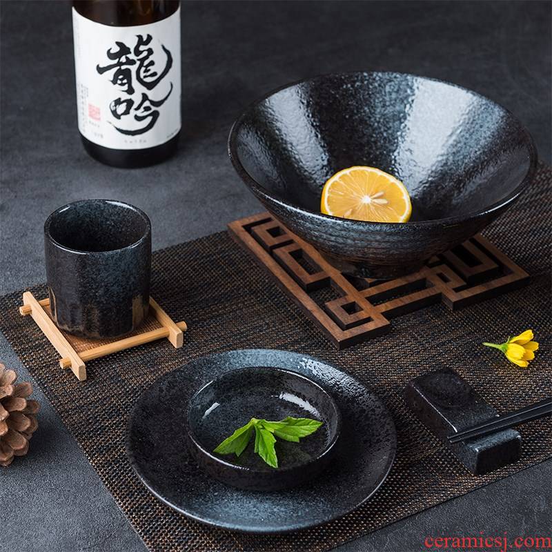 Feed one person household Japanese tableware ceramic bowl chopsticks dishes creative dishes to eat bread and butter plate dishes suit restoring ancient ways