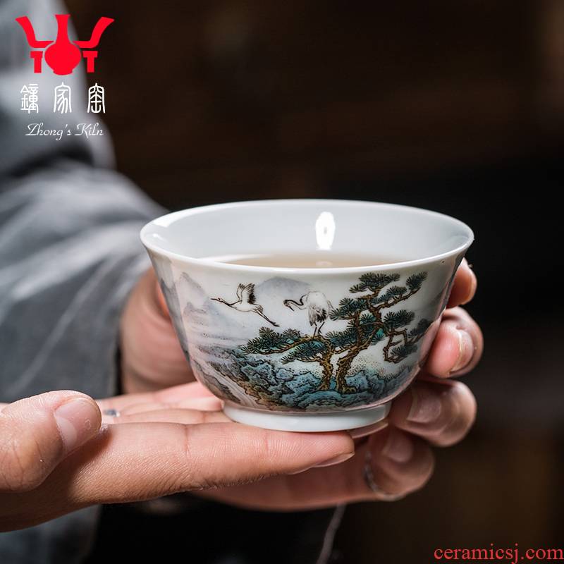 Clock home up with jingdezhen ceramic cups all hand tea set loose crane live master cup single CPU kunfu tea sample tea cup