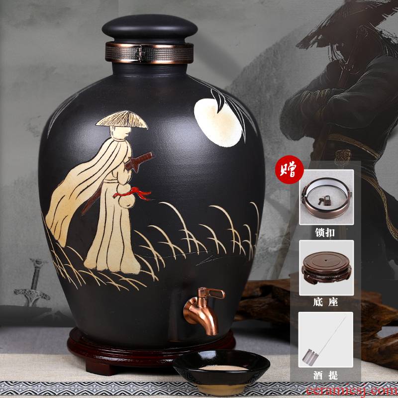 Jingdezhen ceramic jars seal it 10 jins 30 jins 50 kg bottle casks hip home wine jar