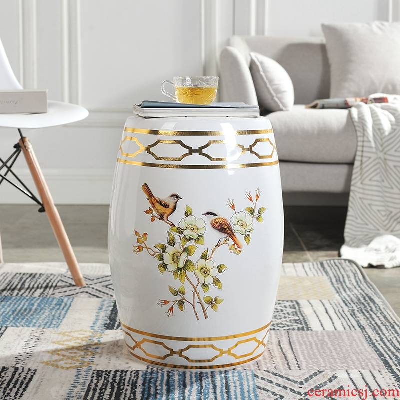 American painting of flowers and ceramic drum who jingdezhen porcelain pier porcelain who cold pier in shoes who guzheng who who light key-2 luxury furnishing articles