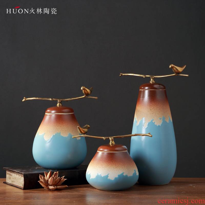 New Chinese style ceramic cover pot furnishing articles between sitting room porch TV ark, creative decoration example teahouse soft decoration