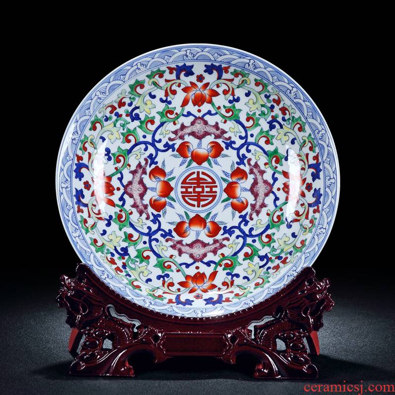 Archaize of jingdezhen ceramics live live porcelain plate of Chinese style household decorative hanging dish furnishing articles office
