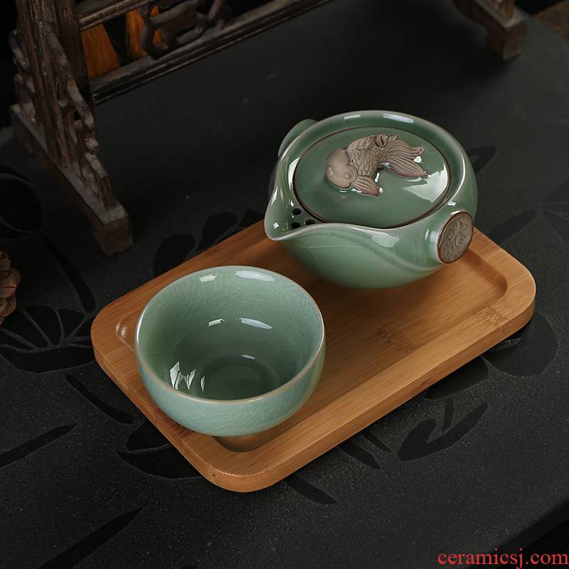 Your up crack glass ceramic kung fu tea set a pot of tea set 1 cup of portable travel office