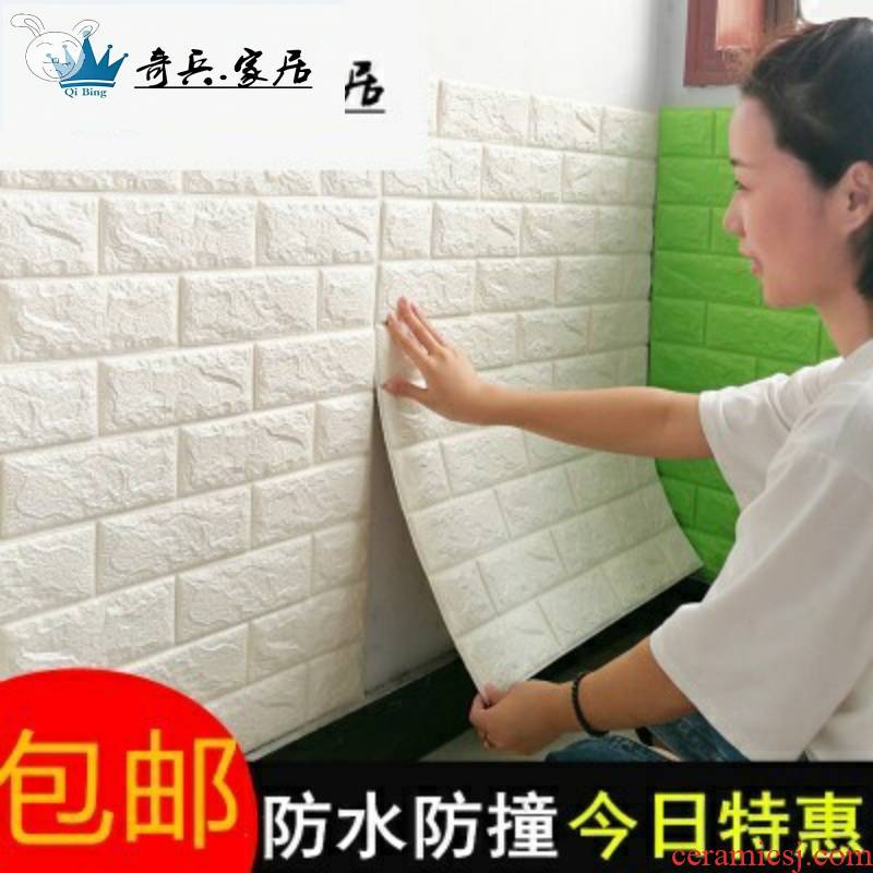 Jones, decorative wall paper put bricks indoor thermal insulation wall brick grain which wallpaper paste imitation ceramic tile self - adhesive.