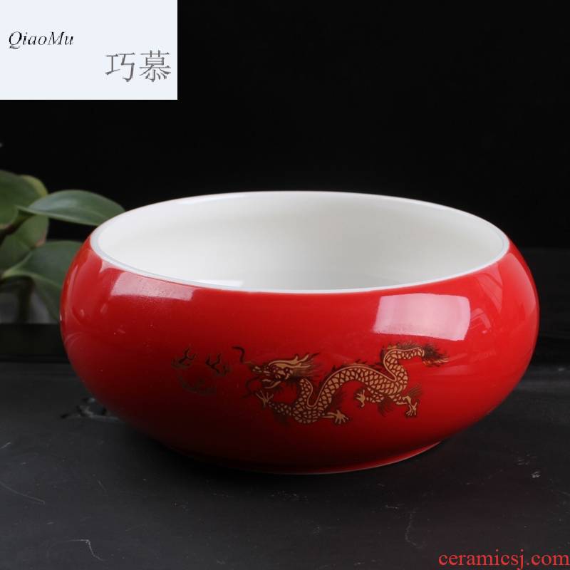 Qiao mu TN jinlong ceramic tea to wash to the writing brush washer have large kung fu tea tea accessories for wash bowl for wash cup tea cups