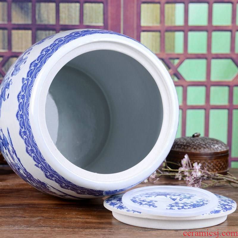 Large storage tank ceramics household barrel rice such as ceramic cylinder storage kitchen dustproof thickening restoring ancient ways