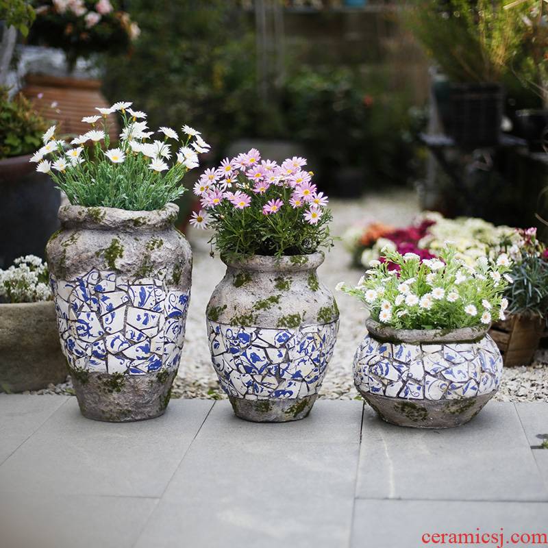 To embellish flowerpot decorated garden courtyard balcony decorate creative fleshy coarse pottery jars move king clearance