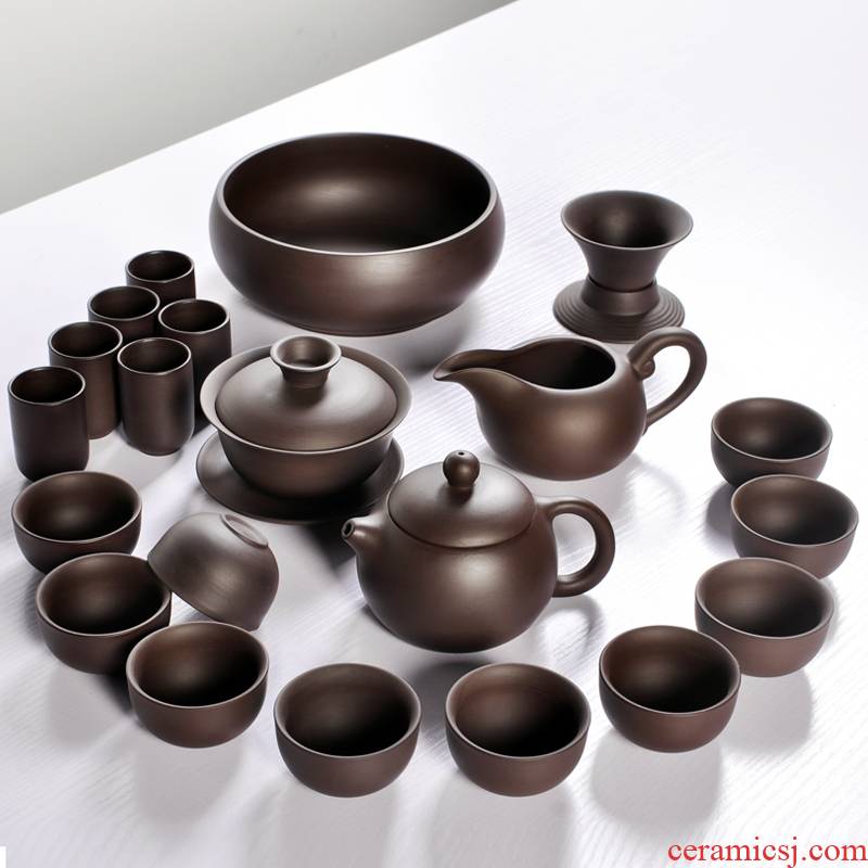 Yixing purple sand kung fu tea set suit household ceramic accessories xi shi pot of a small set of tea cups teapot single pot of gift box