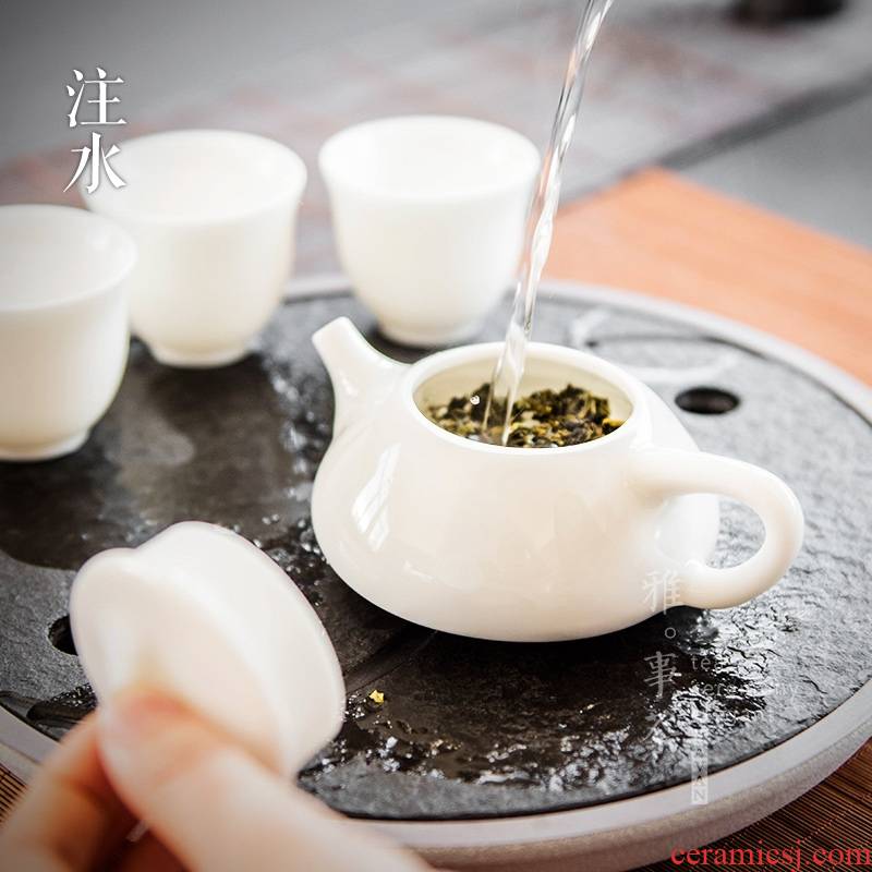 Qiao mu YWT jade porcelain stone wave filtering pot of ceramic teapot dehua white porcelain pot of tea for large ivory white teapot