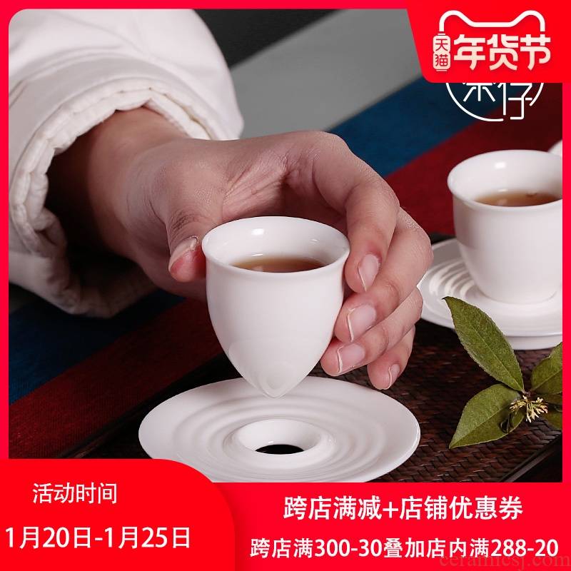 Dehua white porcelain ceramic cups kung fu master single thin foetus hat to single cup small jade porcelain tea cup single tea set
