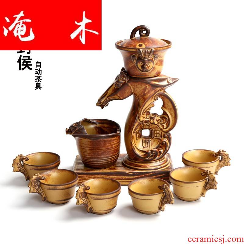 Flooded the roundabout seal hou kung fu tea tea set gift set automatically restores ancient ways coarse pottery lazy tea logo