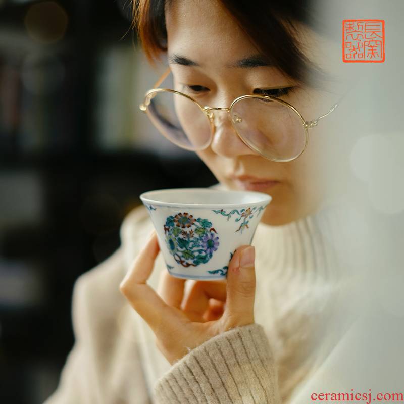 Offered home - cooked in imitation of yongzheng hand - made jingdezhen porcelain dou CaiTuan by CPU manually archaize ceramic tea cups