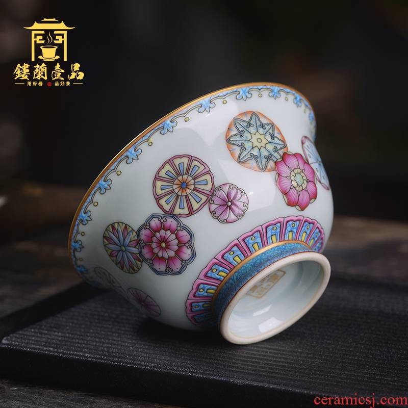 Jingdezhen ceramic all hand - made pastel ball take master of kung fu tea set personal single cup large tea cup