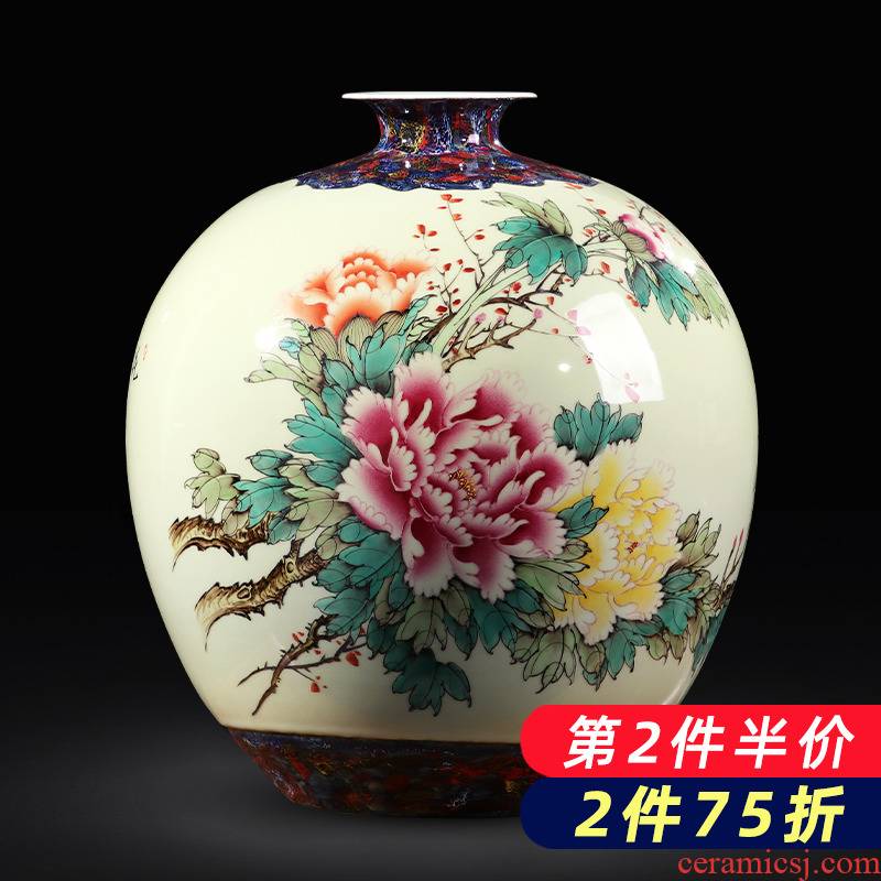 Jingdezhen ceramics hand - made vases large peony pomegranate bottle of flower arranging furnishing articles TV ark, of Chinese style household decoration