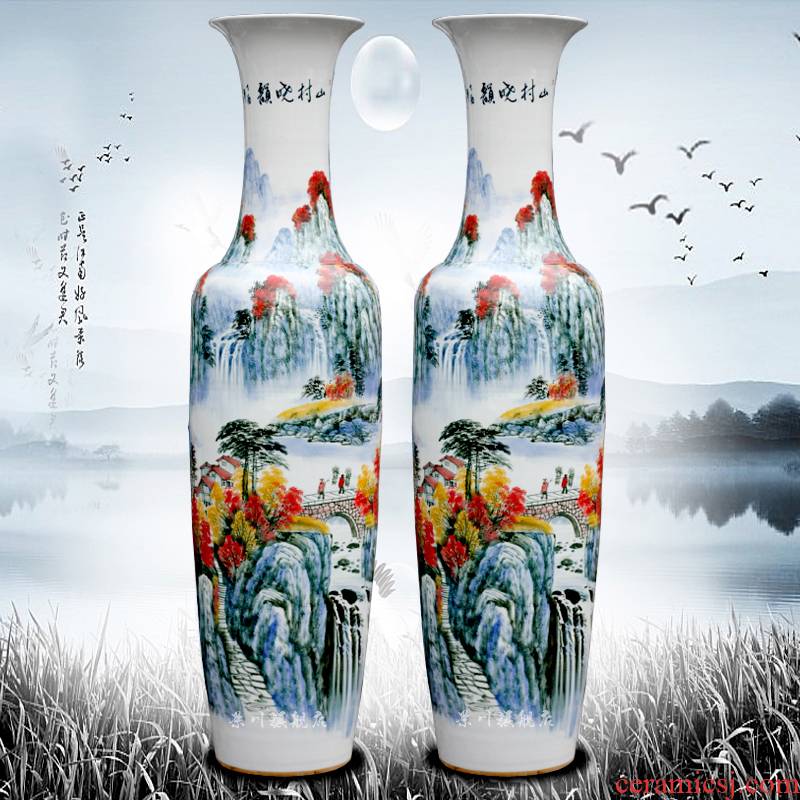 Jingdezhen ceramic hand - made mountain dawn rhyme figure of large vases, the sitting room the hotel Chinese style household furnishing articles ornaments