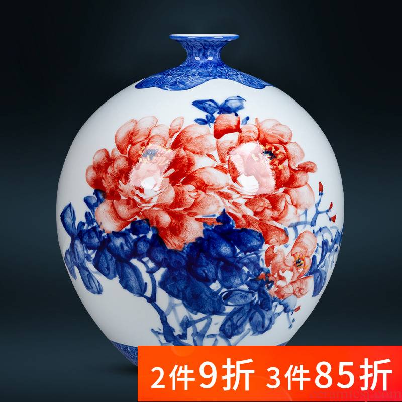 Hand draw freehand brushwork in traditional Chinese jingdezhen ceramics pomegranate round bottle vase furnishing articles sitting room of Chinese style household flower decorations