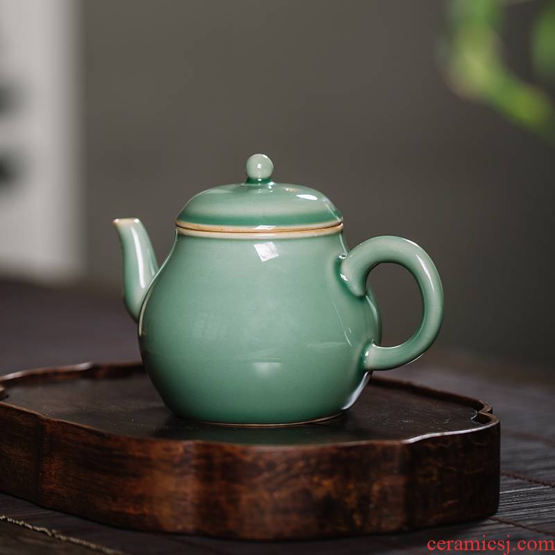 The Owl up jingdezhen teapot name plum green glaze ceramic tea set kung fu tea set small pear pot of antique old mud by hand