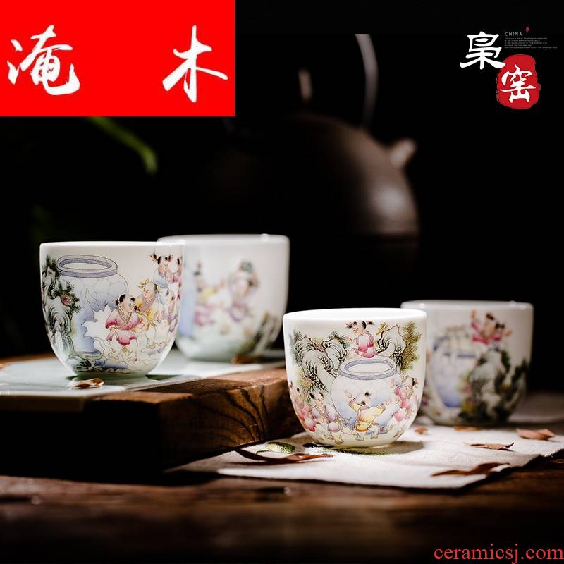 Submerged wood jingdezhen porcelain enamel boutique hand - made ceramic sample tea cup tea sets kung fu tea cups in hand