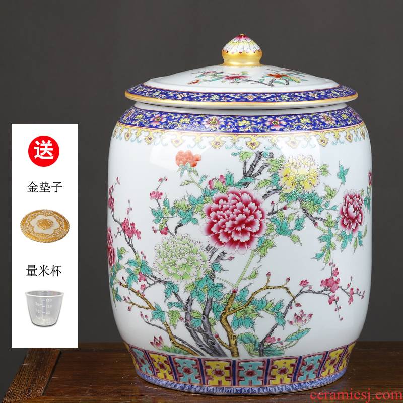 Jingdezhen ceramic pot store content of household barrel tea leaves tea urn storage tanks tank cylinder with cover puer tea cake