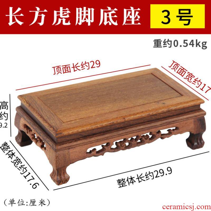 Red wood carving handicraft wenge rectangular stone flower miniascape HangJi teapot base seat ZiMu package mail
